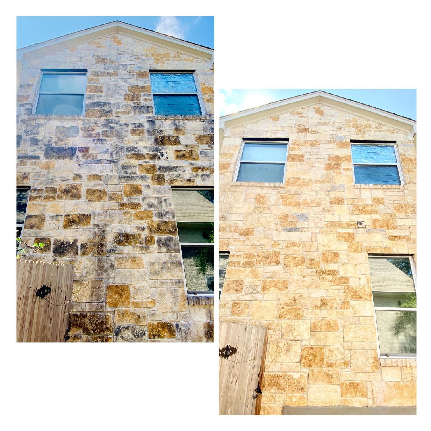 Limestone before and after by Hi-Tech Power Wash in Austin, TX
